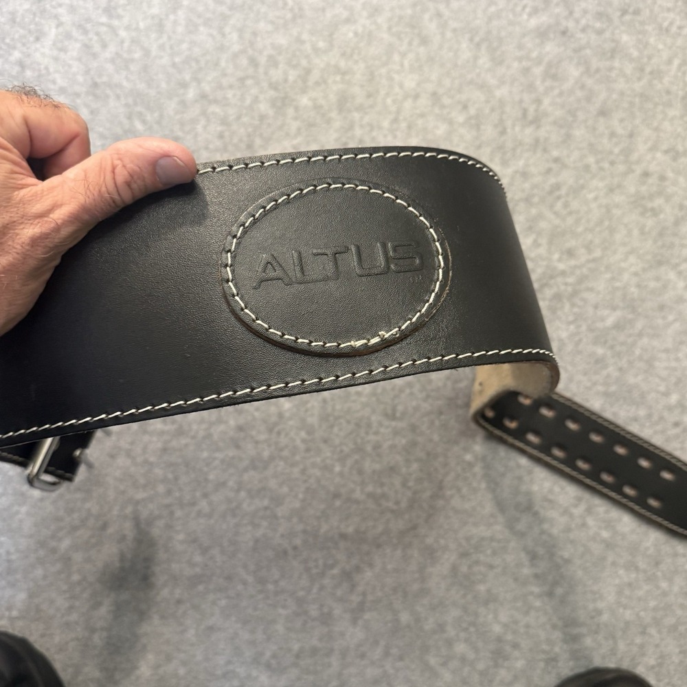 Altus Leather Weight Lifting Belt Size L Wide Back Double Prong Powerlifting Gym